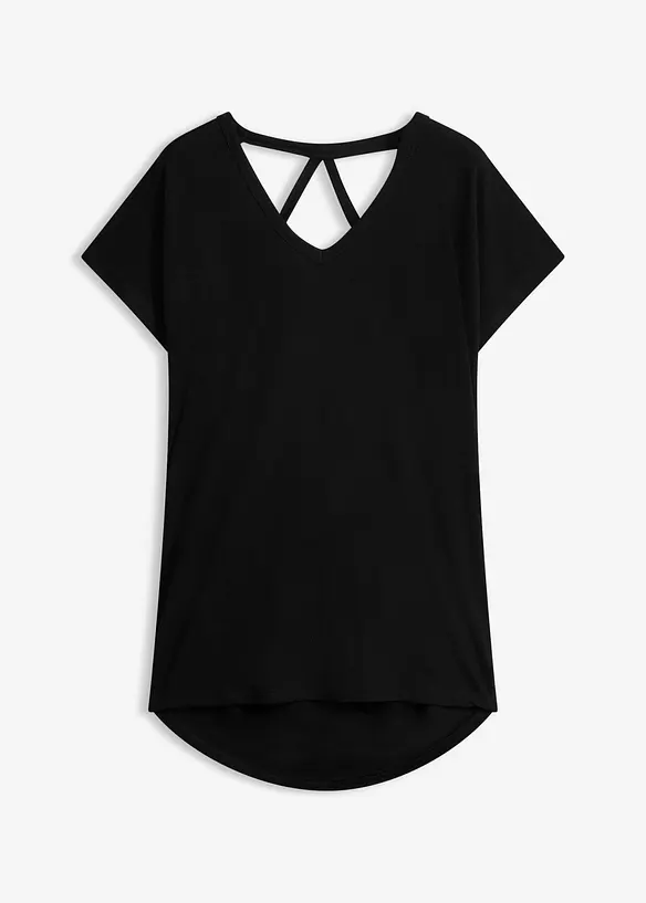 Shirt aus softer Visksose in schwarz von vorne - bonprix