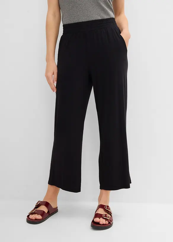 Jersey-Hose aus fließendem Viskose-Mix, 7-8-Länge in schwarz von vorne - bonprix Jersey-Hose aus fließendem Viskose-Mix, 7-8-Länge in schwarz von vorne - bonprix