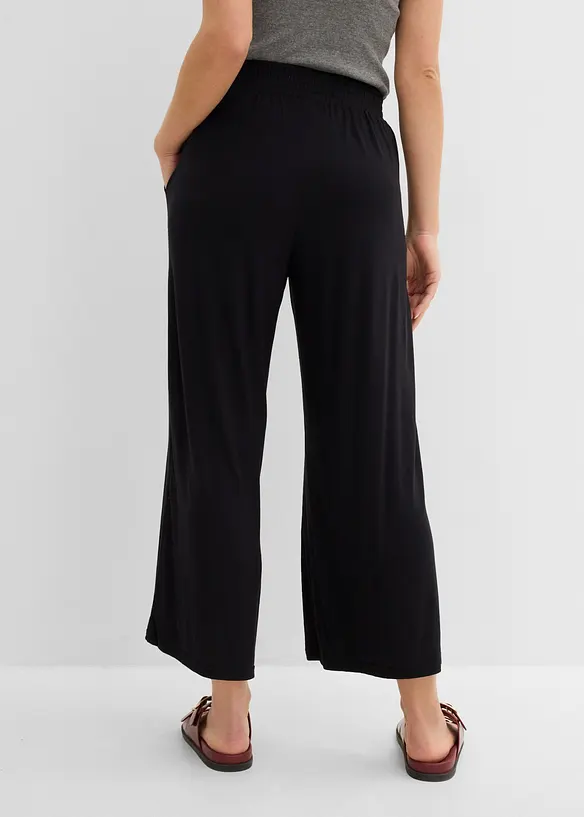Jersey-Hose aus fließendem Viskose-Mix, 7-8-Länge in schwarz von hinten - bonprix Jersey-Hose aus fließendem Viskose-Mix, 7-8-Länge in schwarz von hinten - bonprix