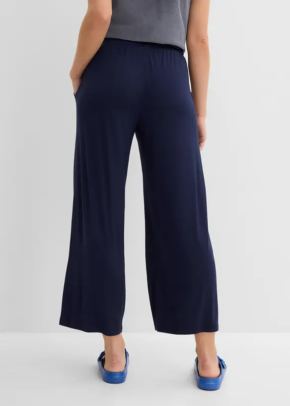 Jersey-Hose aus fließendem Viskose-Mix, 7-8-Länge in blau von hinten - bonprix Jersey-Hose aus fließendem Viskose-Mix, 7-8-Länge in blau von hinten - bonprix