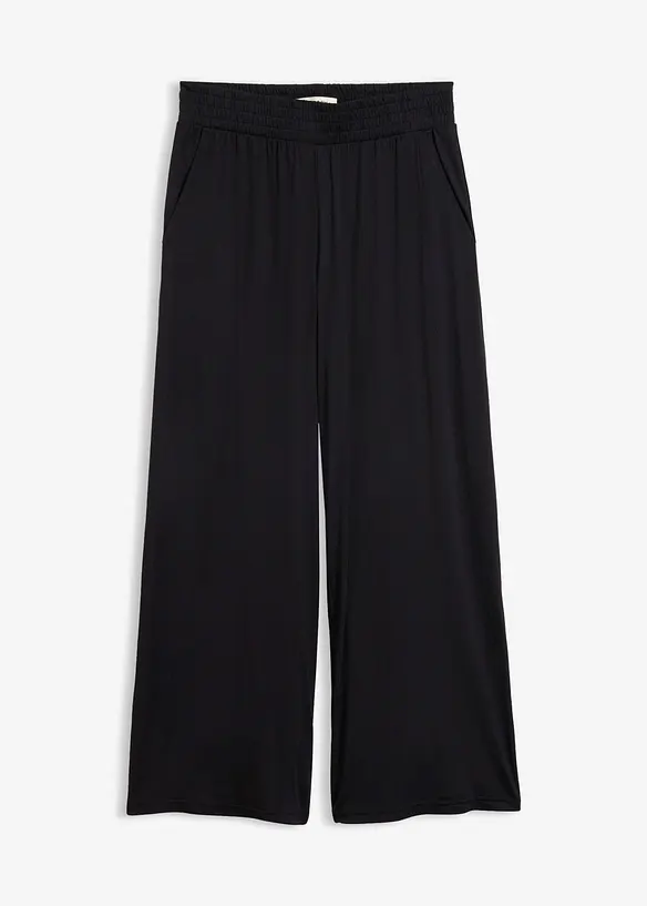 Jersey-Hose aus fließendem Viskose-Mix, 7-8-Länge in schwarz von vorne - bonprix Jersey-Hose aus fließendem Viskose-Mix, 7-8-Länge in schwarz von vorne - bonprix