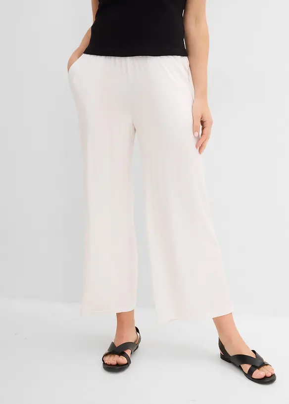 Jersey-Hose aus fließendem Viskose-Mix, 7-8-Länge in weiß von vorne - bonprix Jersey-Hose aus fließendem Viskose-Mix, 7-8-Länge in weiß von vorne - bonprix