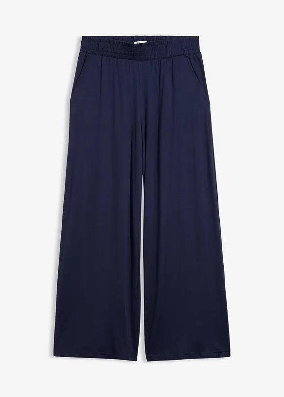 Jersey-Hose aus fließendem Viskose-Mix, 7-8-Länge in blau von vorne - bonprix Jersey-Hose aus fließendem Viskose-Mix, 7-8-Länge in blau von vorne - bonprix