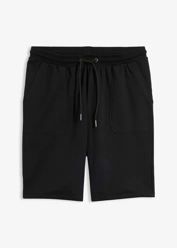 Sweat-Bermuda aus reiner Baumwolle in schwarz von vorne - bonprix