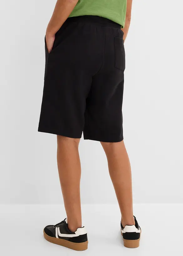 Sweat-Bermuda aus reiner Baumwolle in schwarz von hinten - bonprix