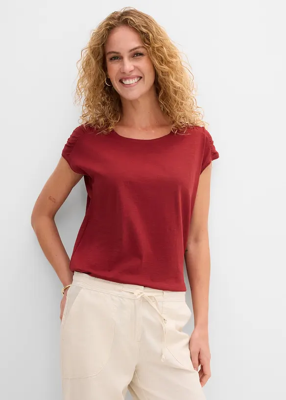 Boxy-Shirt, kurzarm in rot von vorne (im Anschnitt) - bonprix