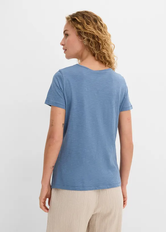 T-Shirt aus reiner Baumwolle in blau von hinten (im Anschnitt) - bonprix