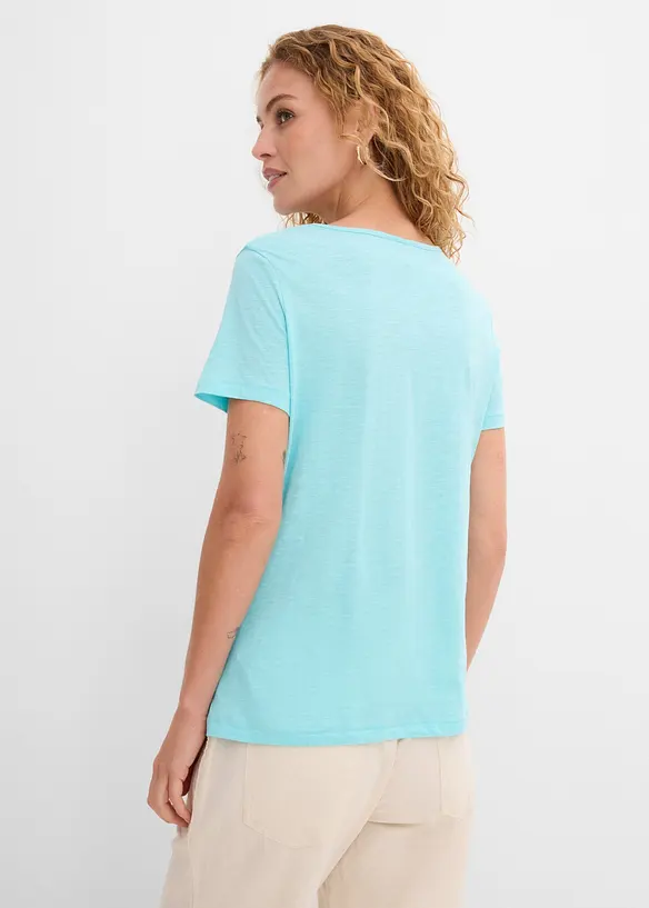 T-Shirt aus reiner Baumwolle in blau von hinten (im Anschnitt) - bonprix