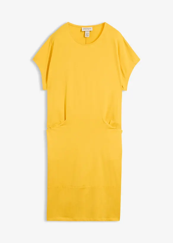 Jerseykleid mit Taschen in gelb von vorne - bonprix