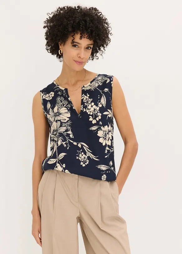 Viskose Top in blau von vorne (im Anschnitt) - bonprix
