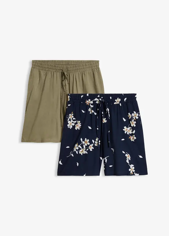 Shorts aus Viskose (2er Pack) in blau von vorne - bonprix