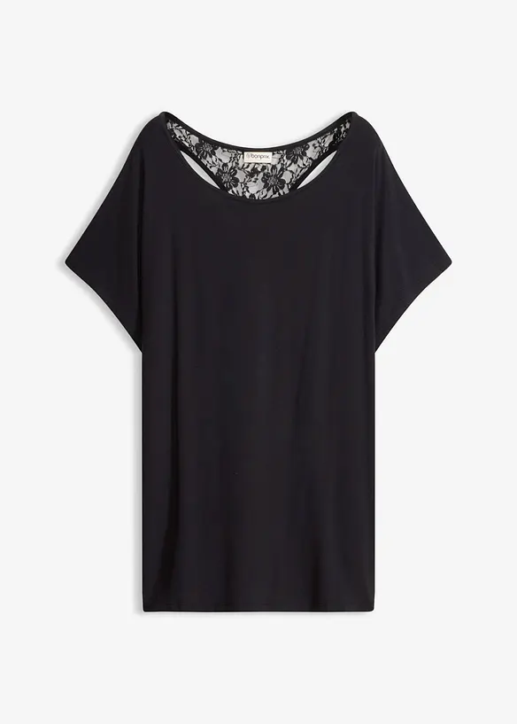 Shirt aus Viskose-Mix in schwarz von vorne - bonprix