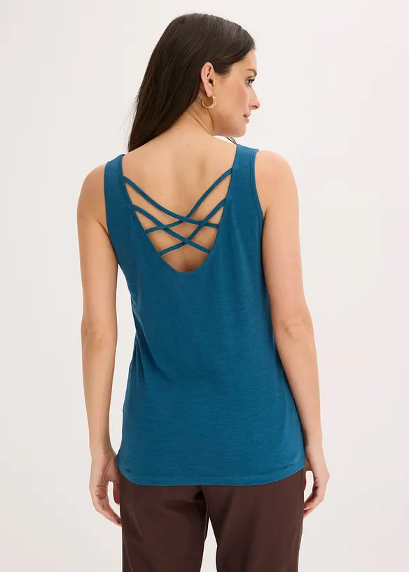 Jersey-Top aus reiner Bio-Baumwolle in petrol von hinten (im Anschnitt) - bonprix