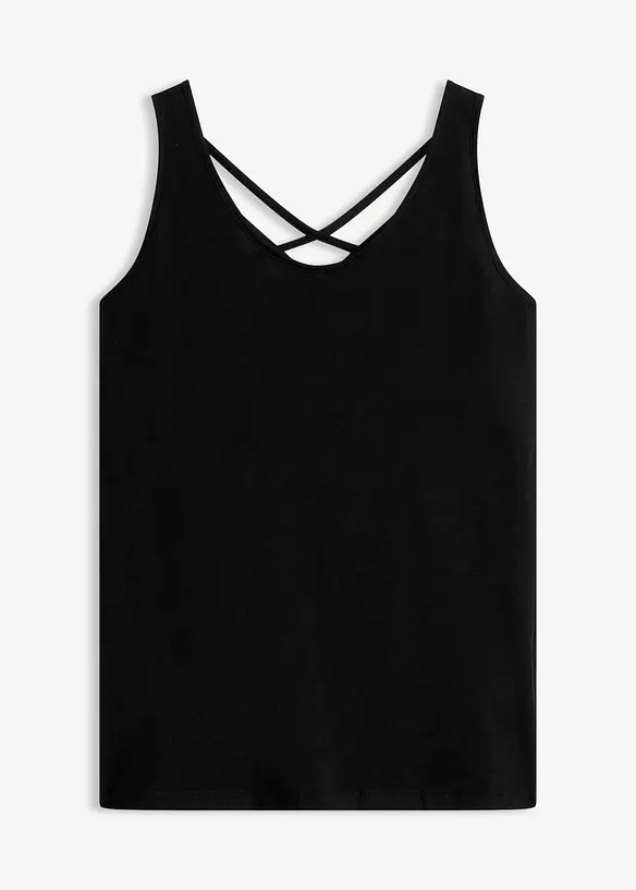 Jersey-Top aus reiner Bio-Baumwolle in schwarz von vorne - bonprix