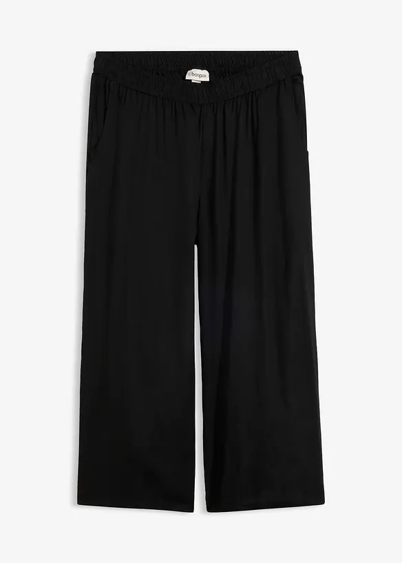 3/4-Hose mit Bequembund aus Viskose in schwarz von vorne - bonprix 3/4-Hose mit Bequembund aus Viskose in schwarz von vorne - bonprix