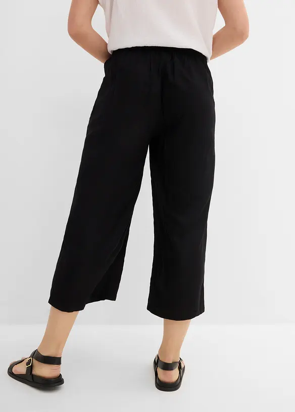 3/4-Hose mit Bequembund aus Viskose in schwarz von hinten - bonprix 3/4-Hose mit Bequembund aus Viskose in schwarz von hinten - bonprix