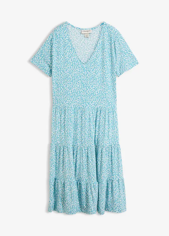 Jerseykleid aus Viskose-Mix in blau von vorne - bonprix