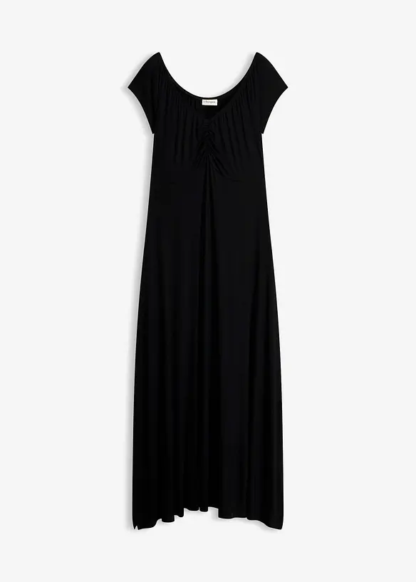 Maxikleid aus Viskose-Mix in schwarz von vorne - bonprix