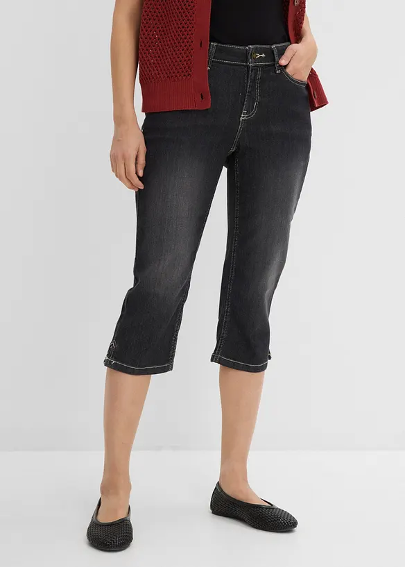 Capri-Jeans, 2er-Pack in grau von vorne - bonprix