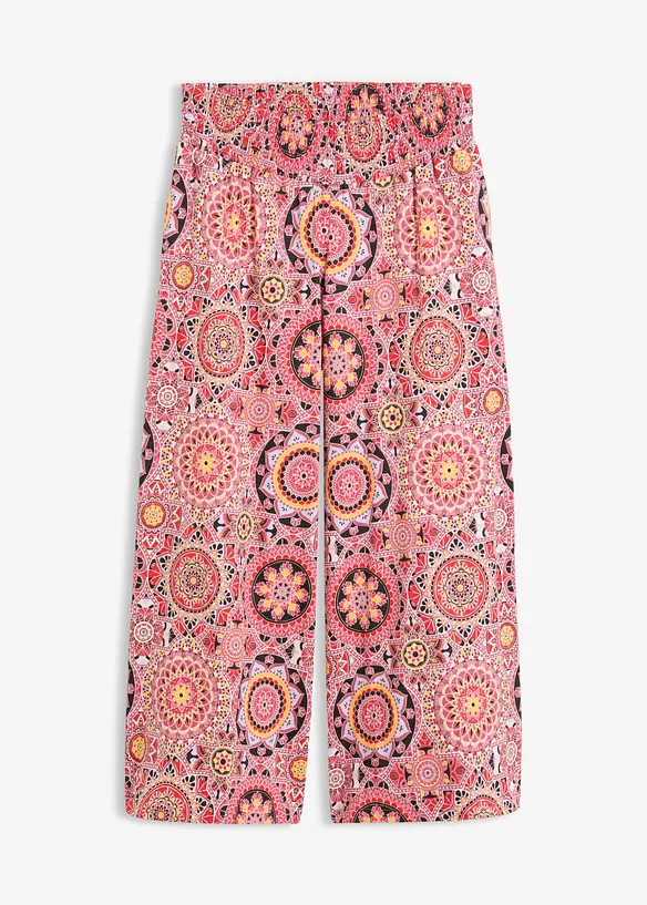 Weite Jersey-Culotte mit breitem Smockbund, 7/8-Länge in schwarz von vorne - bonprix Weite Jersey-Culotte mit breitem Smockbund, 7/8-Länge in schwarz von vorne - bonprix