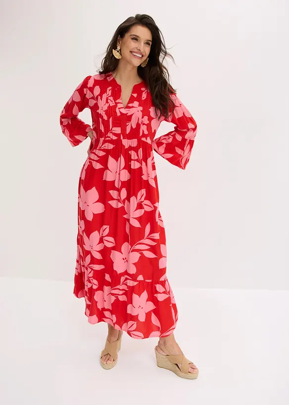 Maxikleid in rot von vorne (Totalaufnahme) - bonprix