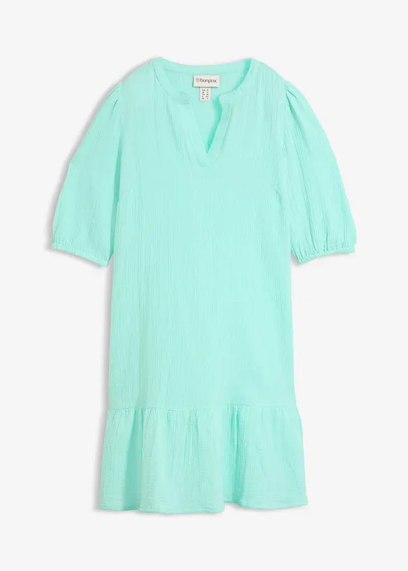 Minikleid aus softem Musselin in grün von vorne - bonprix Minikleid aus softem Musselin in grün von vorne - bonprix