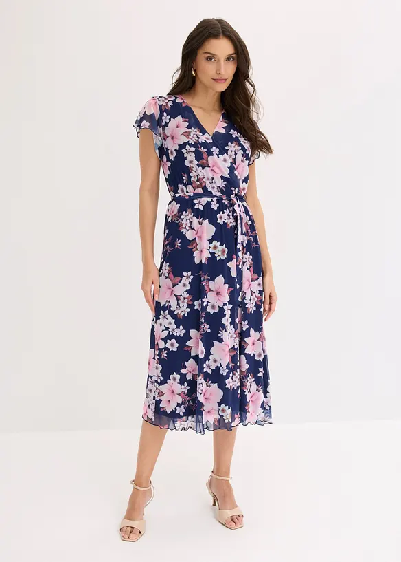 Midikleid aus Mesh in blau von vorne (Totalaufnahme) - bonprix Midikleid aus Mesh in blau von vorne (Totalaufnahme) - bonprix
