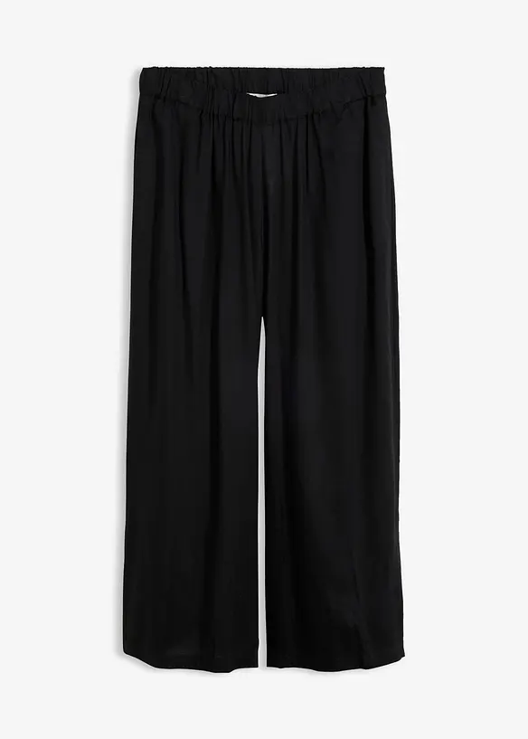 Weite Culotte aus fließender Viskose in schwarz von vorne - bonprix