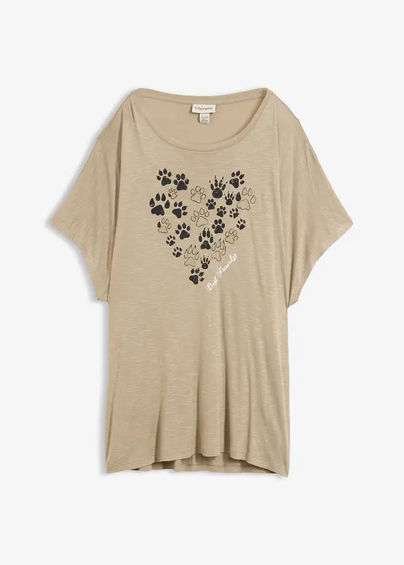 T-Shirt aus fließender Viskose in grün von vorne - bonprix