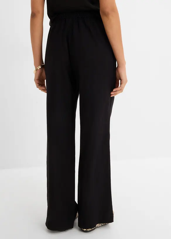 Palazzo-Hose aus leichtem Leinen-Viskose-Mix in schwarz von hinten - bonprix Palazzo-Hose aus leichtem Leinen-Viskose-Mix in schwarz von hinten - bonprix