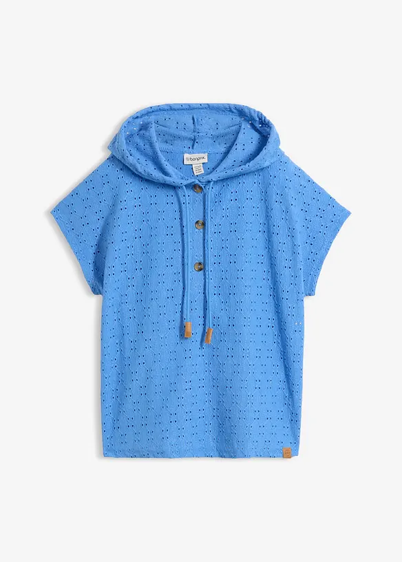 Kapuzen-Henleyshirt in blau von vorne - bonprix