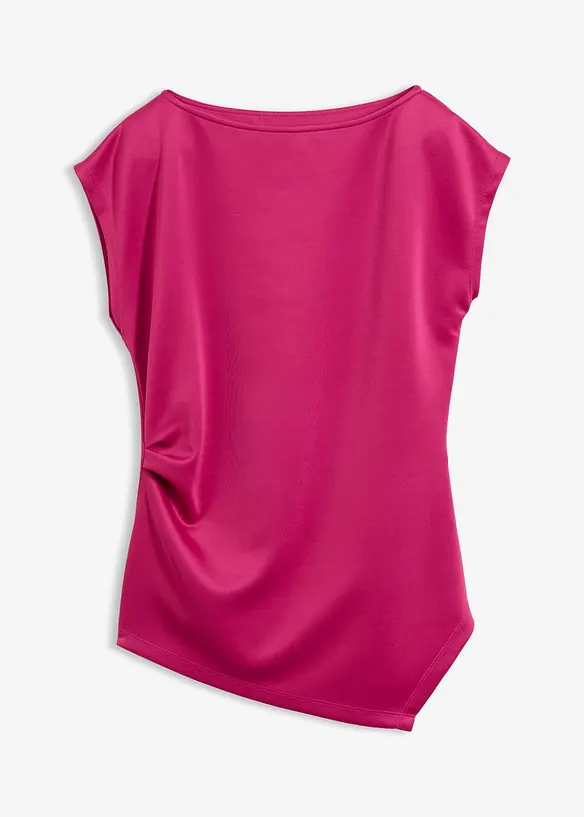 Asymmetrisches Top aus bequemem Scuba in pink von vorne - bonprix