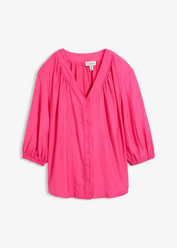 Oversize-Bluse aus softem Viskose-Mix in pink von vorne - bonprix