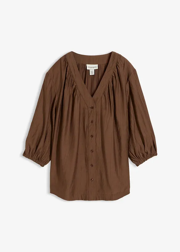 Oversize-Bluse aus softem Viskose-Mix in braun von vorne - bonprix