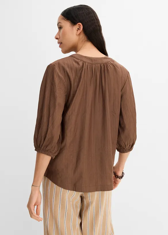 Oversize-Bluse aus softem Viskose-Mix in braun von hinten (im Anschnitt) - bonprix