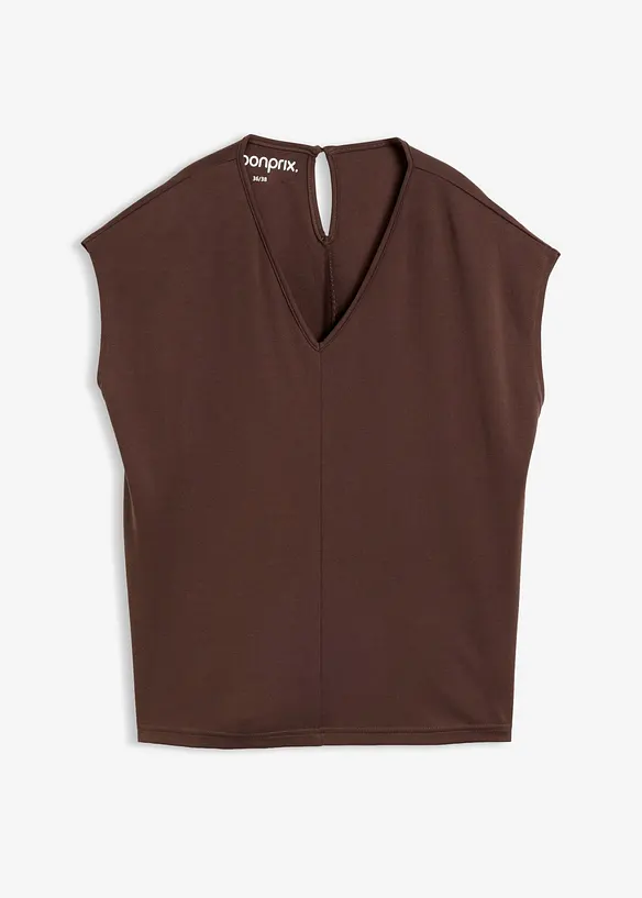 Shirt aus Viskose Piqué in braun von vorne - bonprix