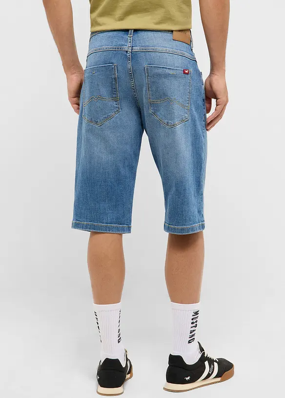 Mustang Denim Stretch-Bermuda, Straight in blau von hinten - Mustang Jeans