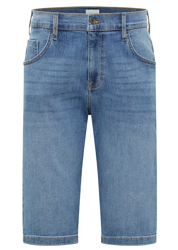 Mustang Denim Stretch-Bermuda, Straight in blau von vorne - Mustang Jeans