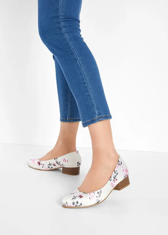 Pumps mit Blockabsatz in beige - bonprix