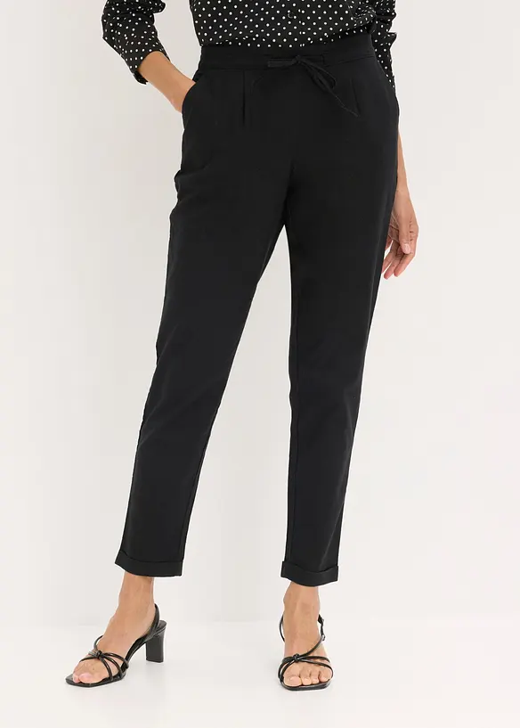 Leinenhose aus einem Leinen-Mix in schwarz von vorne - bonprix