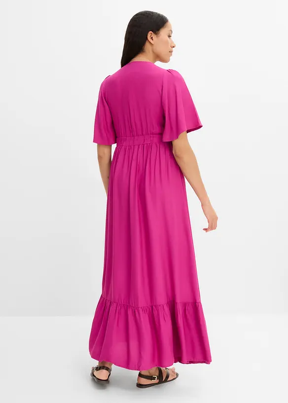 Maxikleid aus fließender Viskose in pink von hinten (Totalaufnahme) - bonprix Maxikleid aus fließender Viskose in pink von hinten (Totalaufnahme) - bonprix
