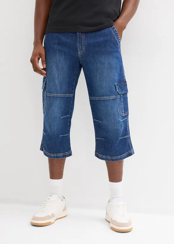 Regular Fit 3/4 Cargojeans, Straight in blau von vorne - bonprix