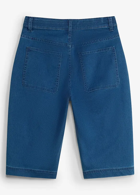 Jeans-Longbermuda mit verstellbarem Bund, Loose Fit in blau von hinten - bonprix