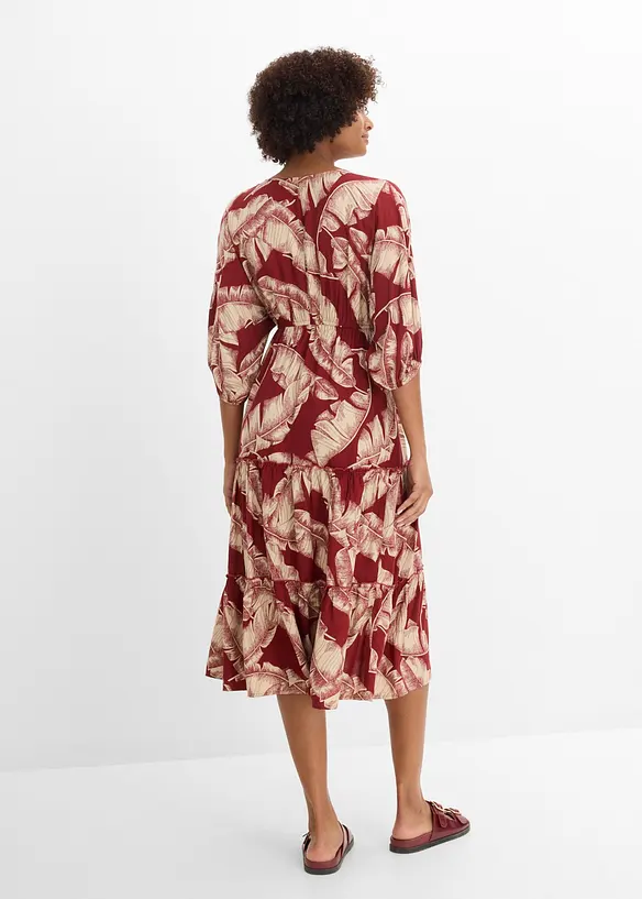 Kaftan-Kleid aus fließender Viskose in rot von hinten (Totalaufnahme) - bonprix Kaftan-Kleid aus fließender Viskose in rot von hinten (Totalaufnahme) - bonprix