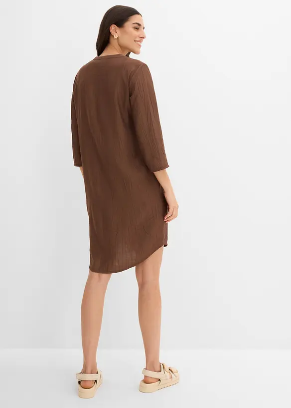 Tunika-Kleid aus Viskose-Mix mit Struktur Effekt in braun von hinten (Totalaufnahme) - bonprix Tunika-Kleid aus Viskose-Mix mit Struktur Effekt in braun von hinten (Totalaufnahme) - bonprix