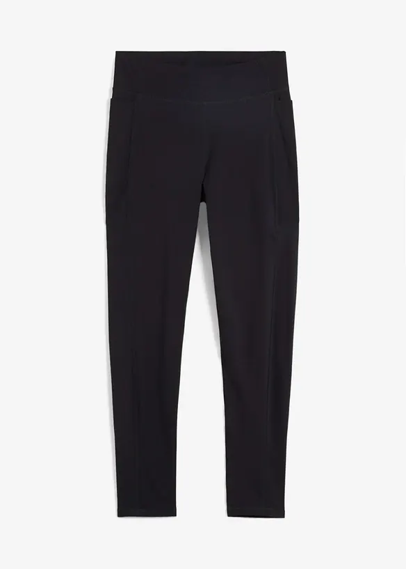 Ultrasofte Sport-Leggings mit seitlichen Taschen, knöchelfrei in schwarz von vorne - bonprix Ultrasofte Sport-Leggings mit seitlichen Taschen, knöchelfrei in schwarz von vorne - bonprix