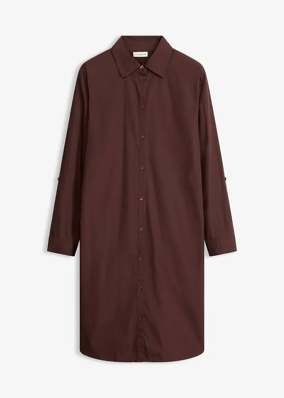 Hemdblusenkleid aus Baumwoll-Popeline in braun von vorne - bonprix Hemdblusenkleid aus Baumwoll-Popeline in braun von vorne - bonprix