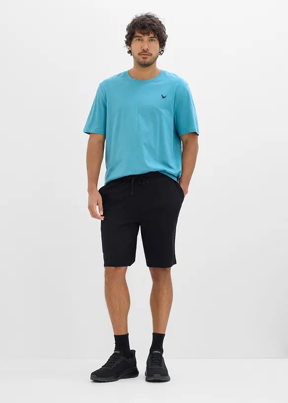 T-Shirt und Shirt-Bermuda (2-tlg.Set) in blau von vorne (Totalaufnahme) - bonprix