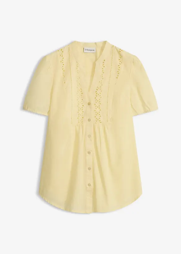 Bluse mit Lochstickerei in gelb von vorne - bonprix Bluse mit Lochstickerei in gelb von vorne - bonprix