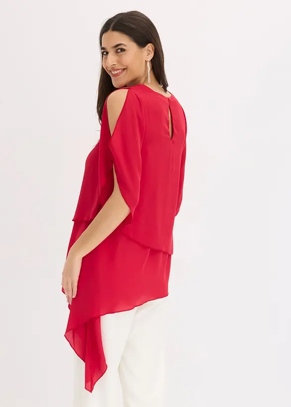 Zipfelbluse im Lagen-Look in rot von hinten (im Anschnitt) - bonprix